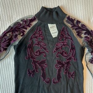 INC long sleeve embroidered sweater